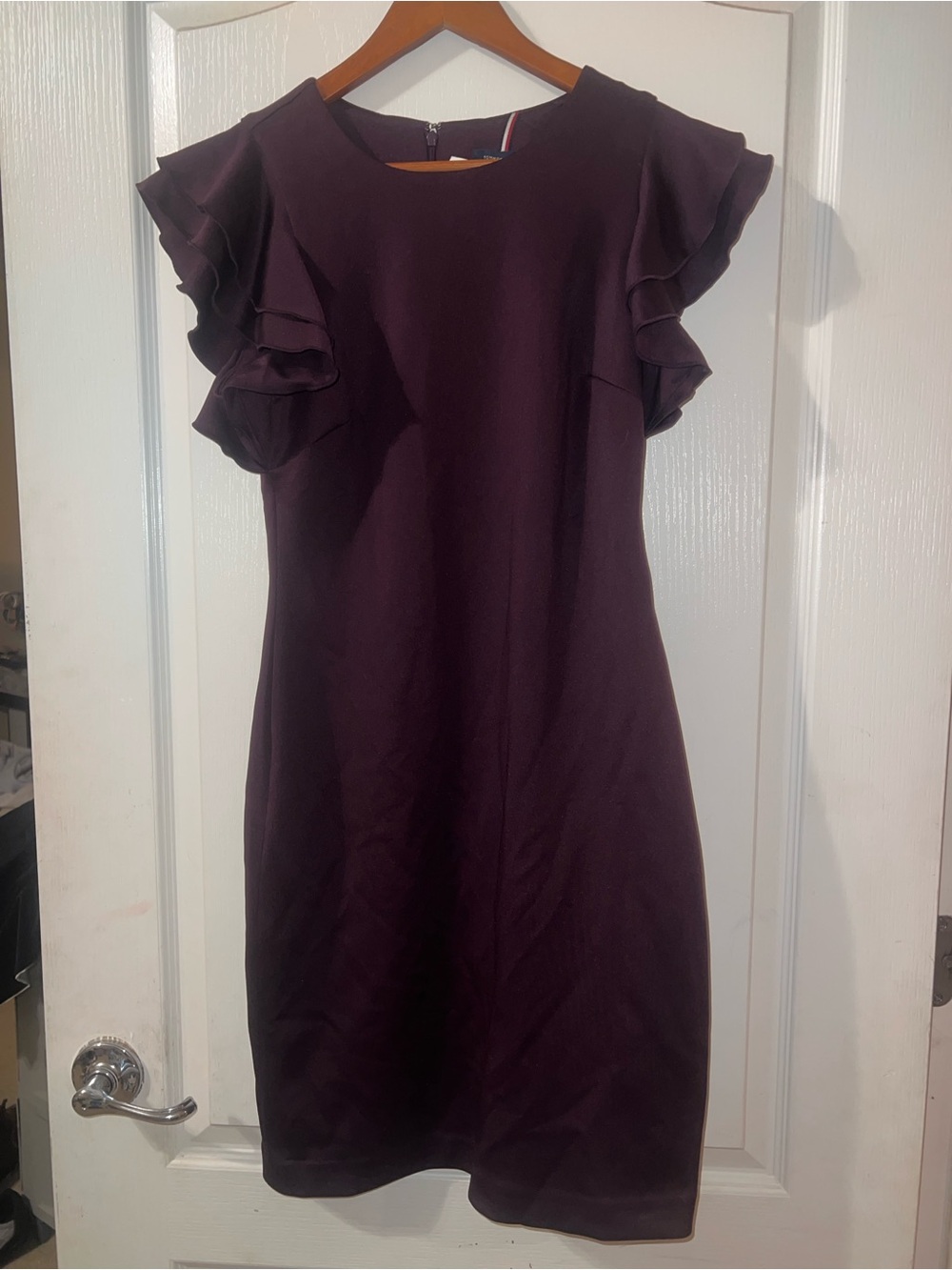 Tommy Hilfiger Plum Ruffle-Sleeve Midi Dress